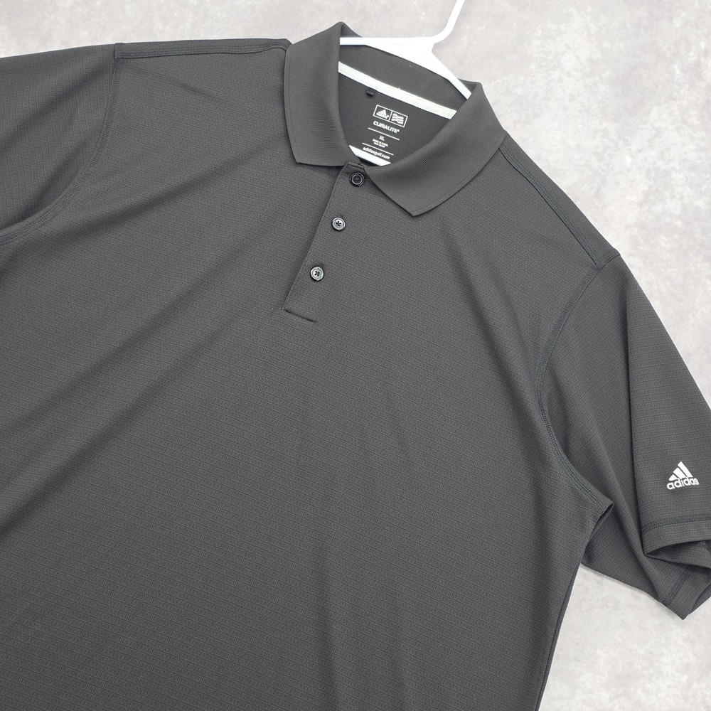 Adidas Golf Climalite Mens XL Polo Shirt Performance Black Short Sleeve Embroid